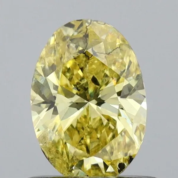 0.62ct OVAL Fancy Vivid Yellow I1 Coloured Lab diamond