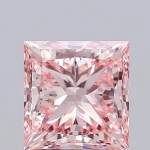1.81ct PRINCESS Fancy Vivid Pink VVS2 Coloured Lab diamond