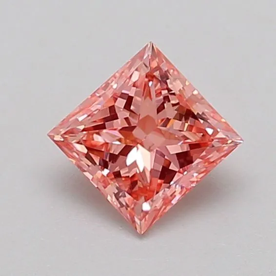 0.63ct PRINCESS Fancy Vivid Pink VS1 Coloured Lab diamond