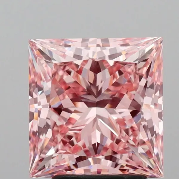 3.52ct PRINCESS Fancy Intense Pink VVS2 Coloured Lab diamond