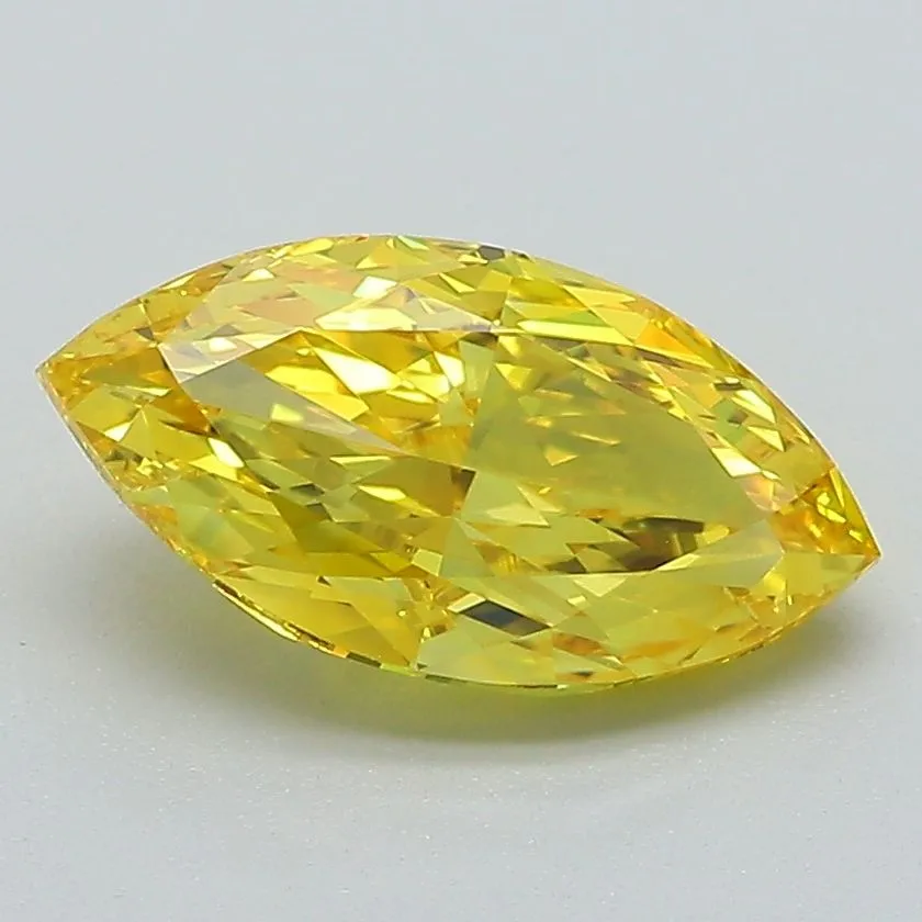 1.74ct MARQUISE Fancy Vivid Yellow VVS2 Coloured Lab diamond