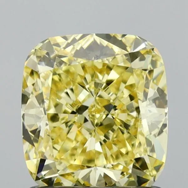 1.13ct CUSHION Fancy Intense Yellow VVS2 Coloured Lab diamond