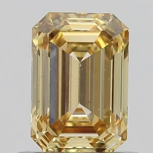 0.69ct EMERALD Fancy Light Brownish Yellow VS1 Coloured Lab diamond