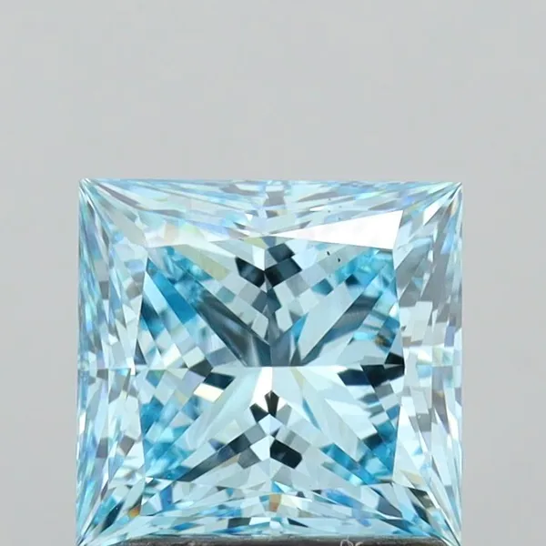 1.86ct PRINCESS Fancy Vivid Blue VS2 Coloured Lab diamond