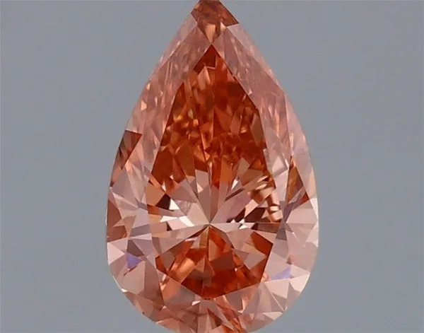 0.76ct PEAR Fancy Vivid Brown Pink VS1 Coloured Lab diamond