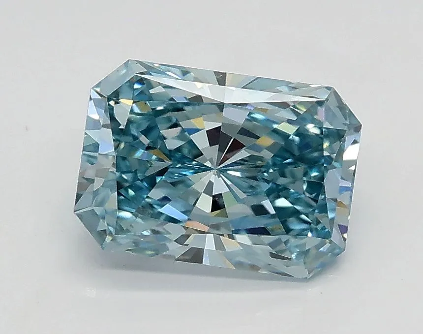 1.26ct RADIANT Fancy Intense Greenish Blue VS2 Coloured Lab diamond