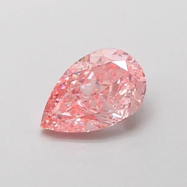 0.8ct PEAR Fancy Vivid Pink VVS2 Coloured Lab diamond