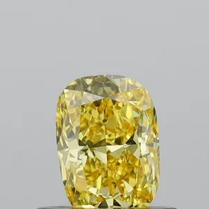 0.53ct CUSHION Fancy Vivid Yellow VVS2 Coloured Lab diamond