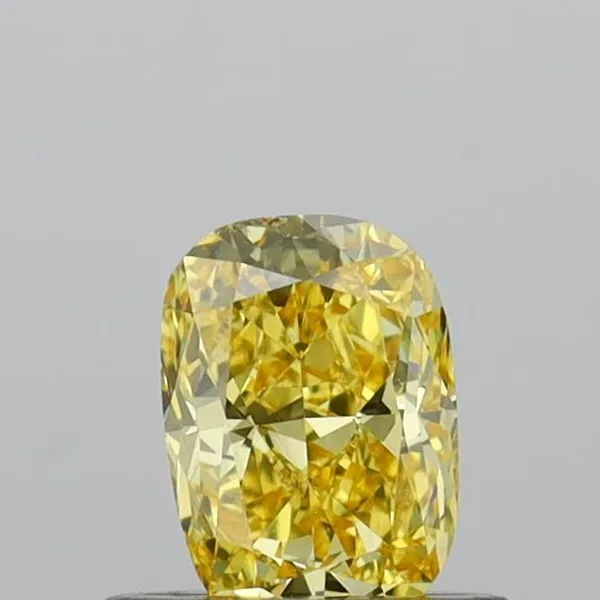 0.53ct CUSHION Fancy Vivid Yellow VVS2 Coloured Lab diamond