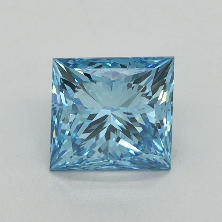 1.50ct PRINCESS Fancy Vivid Blue VS2 Coloured Lab diamond