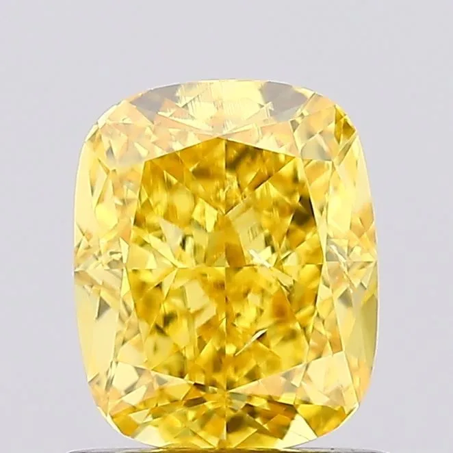 1.01ct CUSHION Fancy Vivid Yellow SI1 Coloured Lab diamond