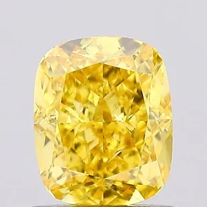 1.01ct CUSHION Fancy Vivid Yellow SI1 Coloured Lab diamond