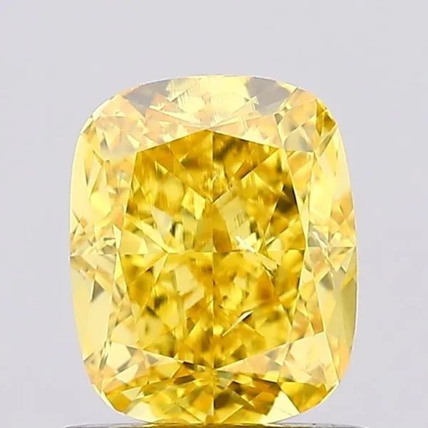 1.01ct CUSHION Fancy Vivid Yellow SI1 Coloured Lab diamond