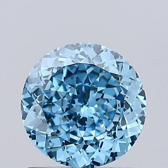 0.77ct ROUND Fancy Vivid Blue VS1 Coloured Lab diamond