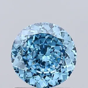 0.77ct ROUND Fancy Vivid Blue VS1 Coloured Lab diamond