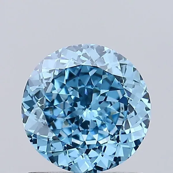 0.77ct ROUND Fancy Vivid Blue VS1 Coloured Lab diamond