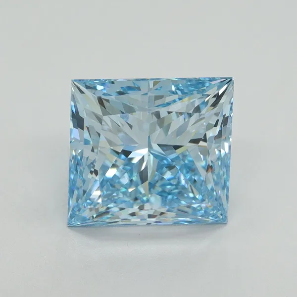 5.08ct PRINCESS Fancy Vivid Blue VS2 Coloured Lab diamond