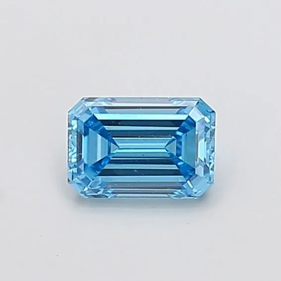 0.76ct EMERALD Fancy Vivid Blue VVS2 Coloured Lab diamond
