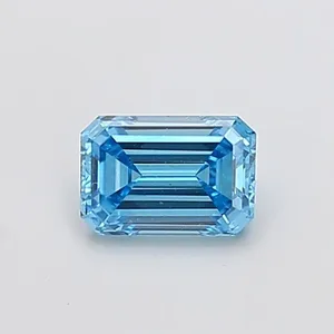 0.76ct EMERALD Fancy Vivid Blue VVS2 Coloured Lab diamond