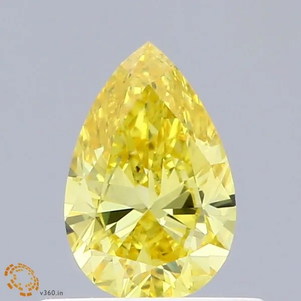 0.51ct PEAR Fancy Vivid Yellow VS1 Coloured Lab diamond