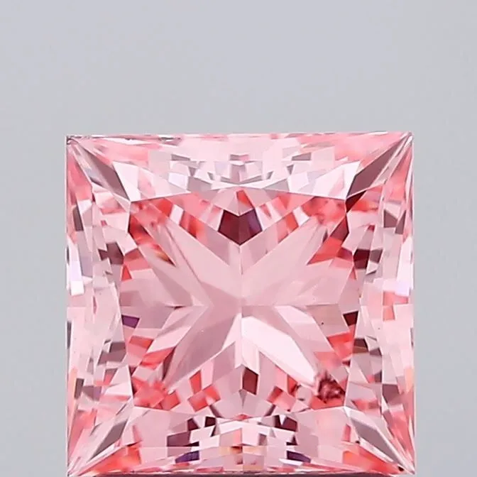1.83ct PRINCESS Fancy Vivid Pink VS2 Coloured Lab diamond