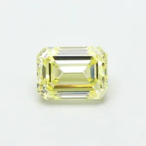 0.92ct EMERALD Fancy Yellow VVS2 Coloured Lab diamond