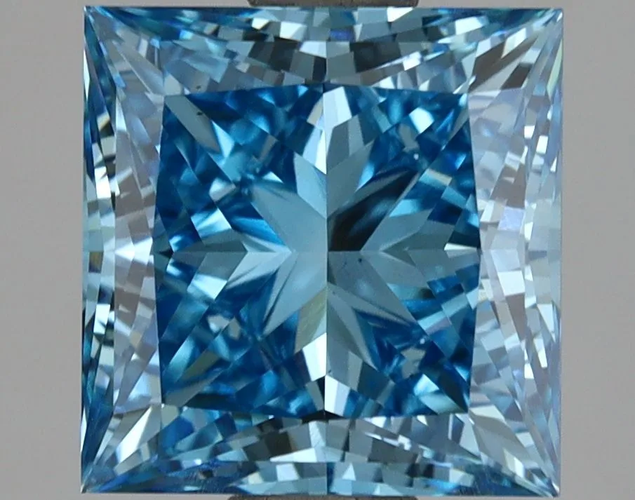 3.09ct PRINCESS Fancy Vivid Blue VS1 Coloured Lab diamond
