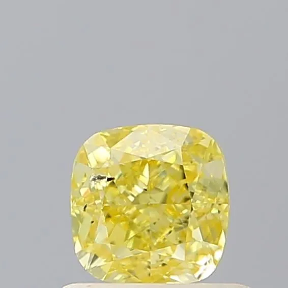 0.62ct CUSHION Fancy Intense Yellow SI1 Coloured Lab diamond