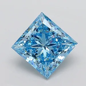 3.09ct PRINCESS Fancy Vivid Blue VS2 Coloured Lab diamond