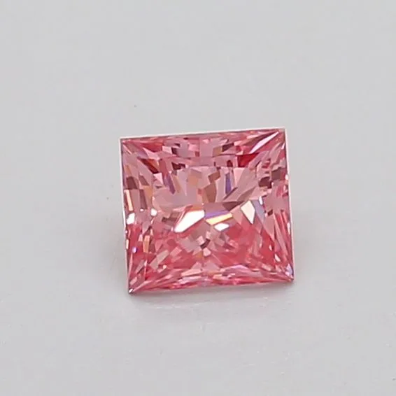 0.33ct PRINCESS Fancy Vivid Pink VVS2 Coloured Lab diamond