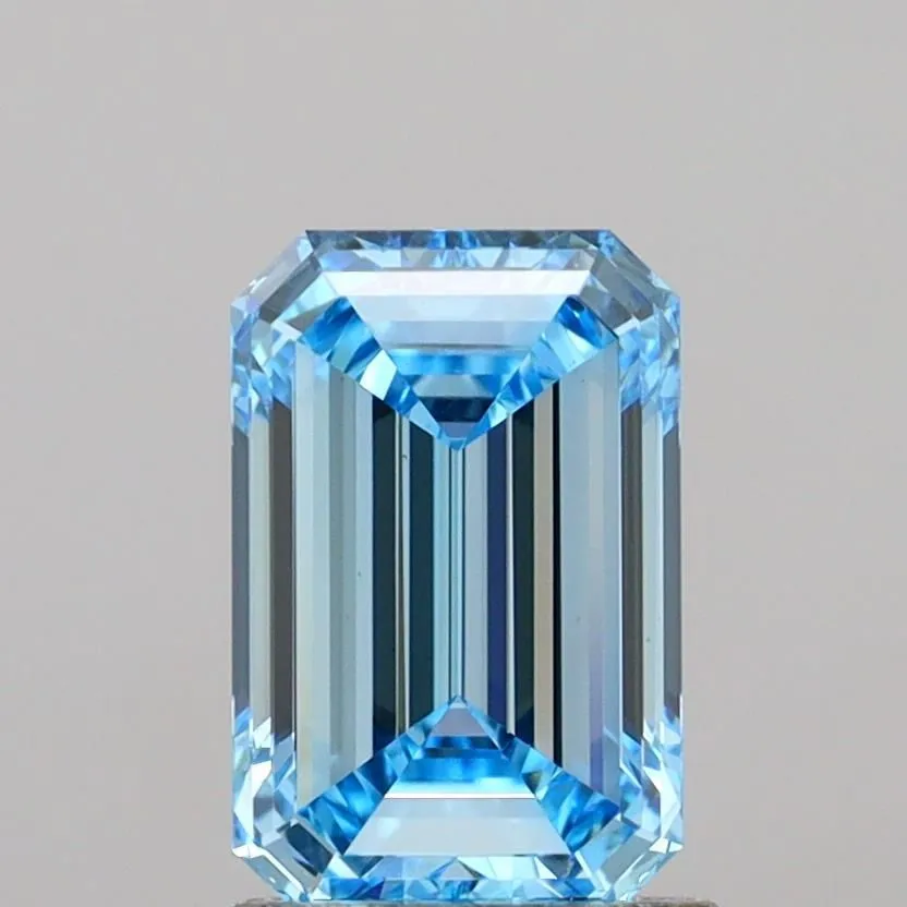 1.55ct EMERALD Fancy Vivid Blue VS1 Coloured Lab diamond