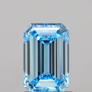 1.55ct EMERALD Fancy Vivid Blue VS1 Coloured Lab diamond