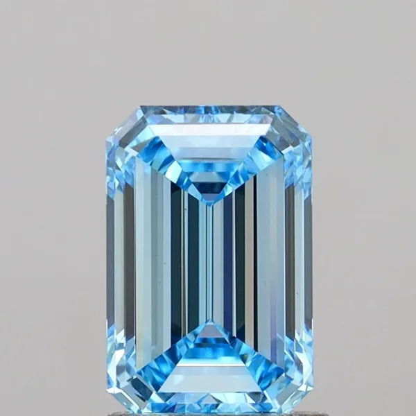 1.55ct EMERALD Fancy Vivid Blue VS1 Coloured Lab diamond