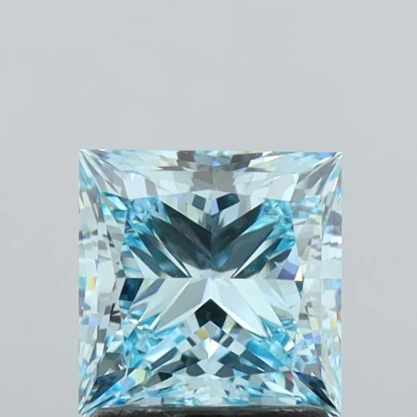 1.95ct PRINCESS Fancy Vivid Blue VS1 Coloured Lab diamond