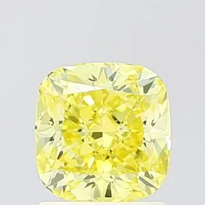 1.11ct CUSHION Fancy Vivid Yellow VS2 Coloured Lab diamond