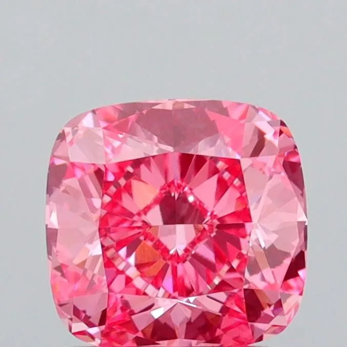 1.25ct CUSHION Fancy Vivid Pink VS1 Coloured Lab diamond