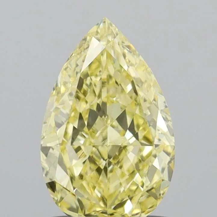 0.77ct PEAR Fancy Intense Yellow VVS2 Coloured Lab diamond
