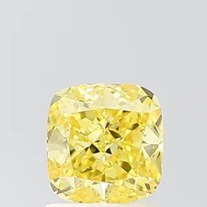 1ct CUSHION Fancy Vivid Yellow VS1 Coloured Lab diamond