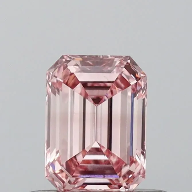 0.49ct EMERALD Fancy Intense Pink VS1 Coloured Lab diamond