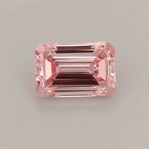 0.38ct EMERALD Fancy Vivid Pink VS1 Coloured Lab diamond