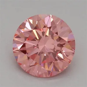0.53ct ROUND Fancy Vivid Pink VVS2 Coloured Lab diamond