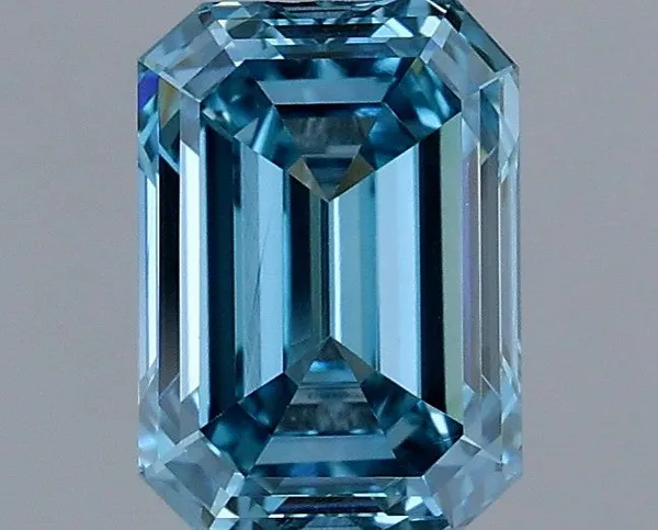 1.13ct EMERALD Fancy Vivid Blue VVS2 Coloured Lab diamond