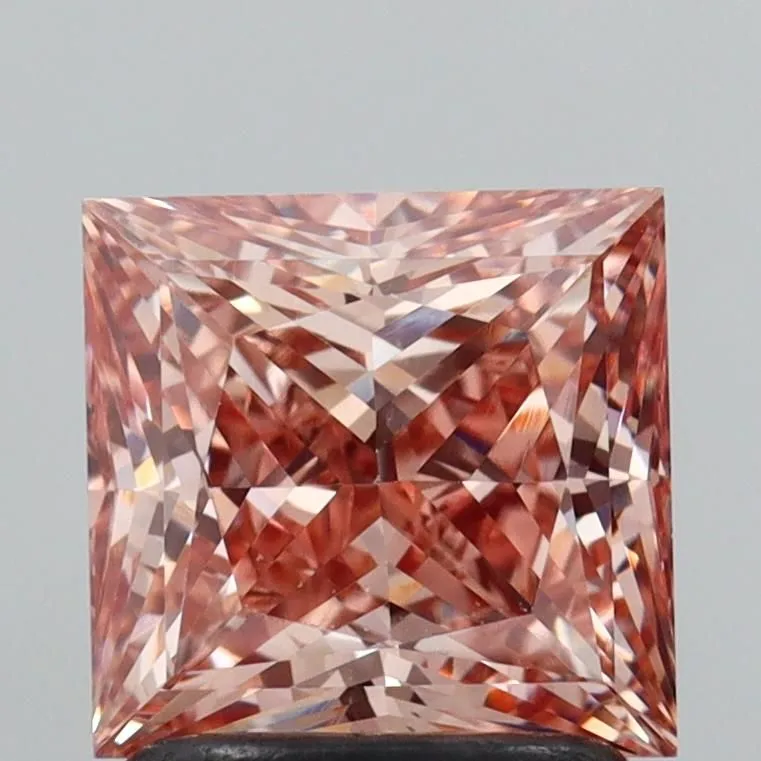 1.67ct PRINCESS Fancy Brownish Pink VS1 Coloured Lab diamond