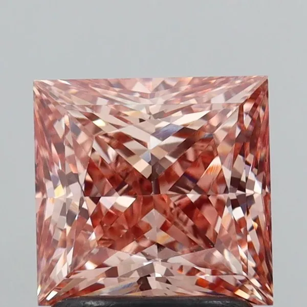 1.67ct PRINCESS Fancy Brownish Pink VS1 Coloured Lab diamond