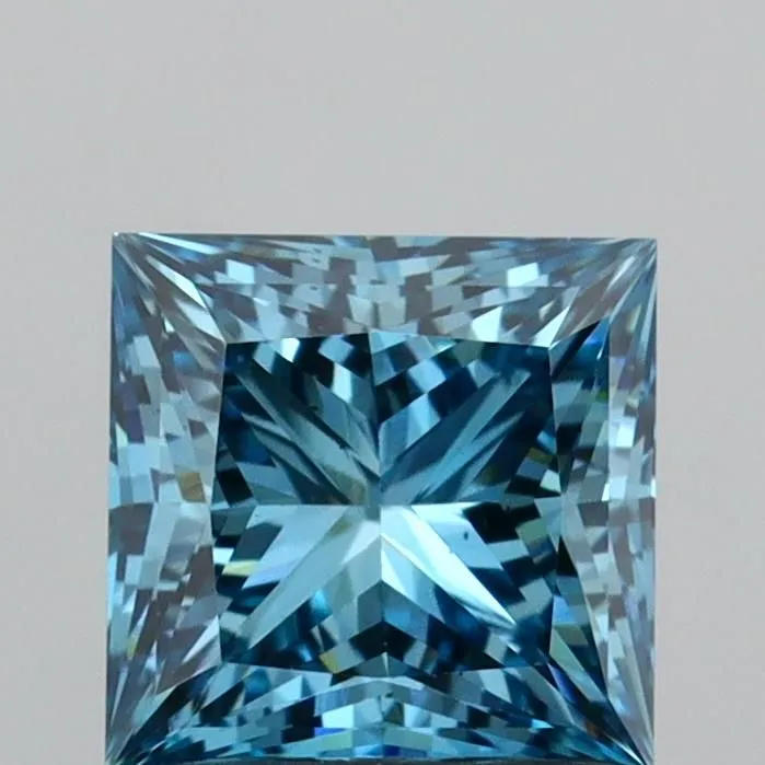 1.18ct PRINCESS Fancy Vivid Blue VS2 Coloured Lab diamond