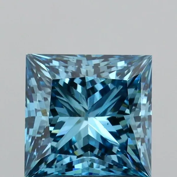 1.18ct PRINCESS Fancy Vivid Blue VS2 Coloured Lab diamond