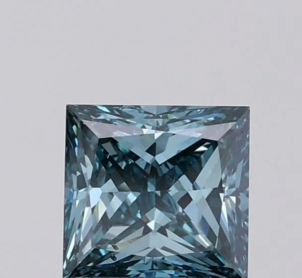 1.04ct PRINCESS Fancy Vivid Green Blue VS2 Coloured Lab diamond
