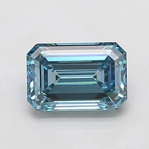 1.5ct EMERALD Fancy Vivid Greenish Blue VS1 Coloured Lab diamond