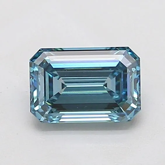 1.5ct EMERALD Fancy Vivid Greenish Blue VS1 Coloured Lab diamond