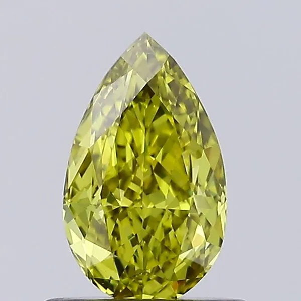 0.69ct PEAR Fancy Intense Green Yellow VVS2 Coloured Lab diamond